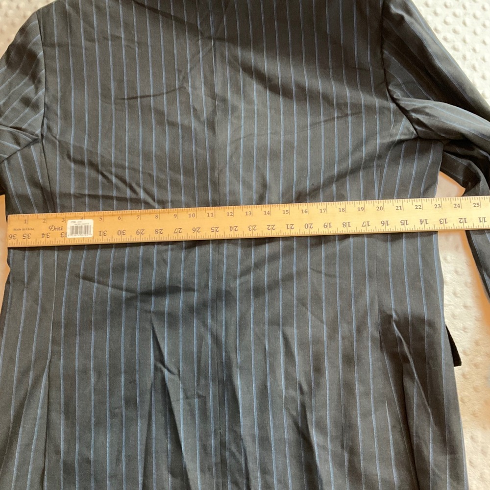 Faconnable Blazer Mens 42 Black Blue Pinstripe 100% Wool Tailored In Italy - Picture 7 of 7